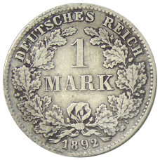 Монета 1 марка 1892 года D Германия (аверс)