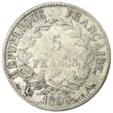 Монета 5 франков 1808 года A Франция (аверс)