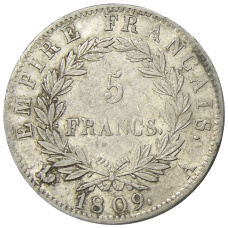 Монета 5 франков 1809 года A Франция (аверс)