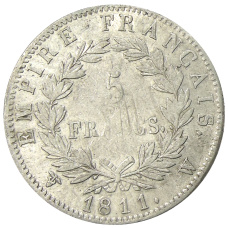 Монета 5 франков 1811 года W Франция (аверс)