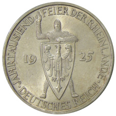 Монета 5 рейхсмарок 1925 года A Германия «Тысячелетие Рейнской области (Рейнланда)» (аверс)