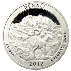 Монета 1/4 доллара (25 центов) 2012 года  S США Национальные парки № 15 —  Денали (аверс)