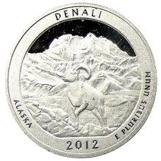 Монета 1/4 доллара (25 центов) 2012 года  S США Национальные парки № 15 —  Денали (аверс)
