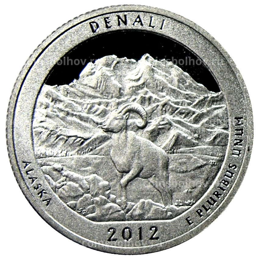 Монета 1/4 доллара (25 центов) 2012 года  S США Национальные парки № 15 —  Денали