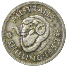 Монета 1 шиллинг 1952 года Австралия (аверс)