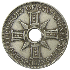 Монета 1 шиллинг 1938 года Британская Новая Гвинея (аверс)