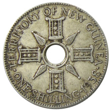 Монета 1 шиллинг 1938 года Британская Новая Гвинея (аверс)