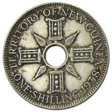 Монета 1 шиллинг 1938 года Британская Новая Гвинея (аверс)