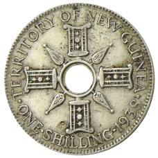 Монета 1 шиллинг 1938 года Британская Новая Гвинея (аверс)