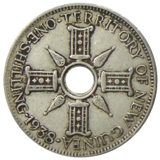 Монета 1 шиллинг 1938 года Британская Новая Гвинея (аверс)