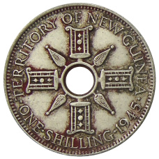 Монета 1 шиллинг 1945 года Британская Новая Гвинея (аверс)