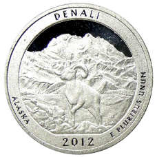 Монета 1/4 доллара (25 центов) 2012 года  S США Национальные парки № 15 —  Денали (аверс)