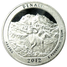 Монета 1/4 доллара (25 центов) 2012 года  S США Национальные парки № 15 —  Денали (аверс)