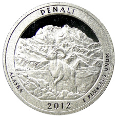 Монета 1/4 доллара (25 центов) 2012 года  S США Национальные парки № 15 —  Денали (аверс)