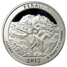 Монета 1/4 доллара (25 центов) 2012 года  S США Национальные парки № 15 —  Денали (аверс)