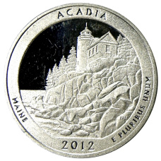 Монета 1/4 доллара (25 центов) 2012 года  S США Национальные парки № 13 —  Акадия (аверс)