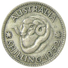 Монета 1 шиллинг 1952 года Австралия (аверс)