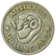 Монета 1 шиллинг 1952 года Австралия (аверс)