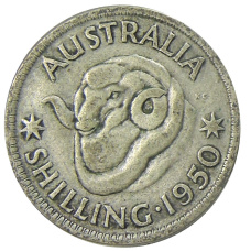 Монета 1 шиллинг 1950 года Австралия (аверс)