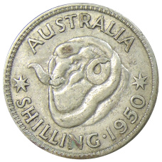 Монета 1 шиллинг 1950 года Австралия (аверс)