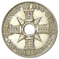 Монета 1 шиллинг 1938 года Британская Новая Гвинея (аверс)