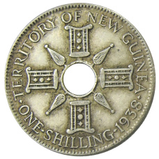 Монета 1 шиллинг 1938 года Британская Новая Гвинея (аверс)