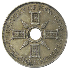 Монета 1 шиллинг 1938 года Британская Новая Гвинея (аверс)