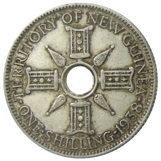 Монета 1 шиллинг 1938 года Британская Новая Гвинея (аверс)