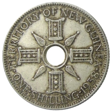 Монета 1 шиллинг 1938 года Британская Новая Гвинея (аверс)