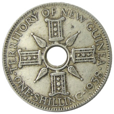 Монета 1 шиллинг 1938 года Британская Новая Гвинея (аверс)