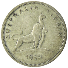 Монета 1 флорин (2 шиллинга) 1954 года Австралия — Королевский визит Елизаветы II (аверс)