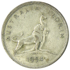 Монета 1 флорин (2 шиллинга) 1954 года Австралия — Королевский визит Елизаветы II (аверс)