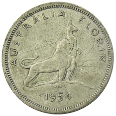 Монета 1 флорин (2 шиллинга) 1954 года Австралия — Королевский визит Елизаветы II (аверс)