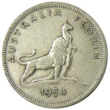 Монета 1 флорин (2 шиллинга) 1954 года Австралия — Королевский визит Елизаветы II (аверс)