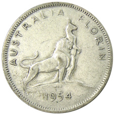 Монета 1 флорин (2 шиллинга) 1954 года Австралия — Королевский визит Елизаветы II (аверс)