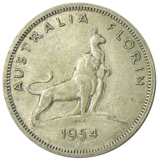Монета 1 флорин (2 шиллинга) 1954 года Австралия — Королевский визит Елизаветы II (аверс)