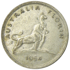 Монета 1 флорин (2 шиллинга) 1954 года Австралия — Королевский визит Елизаветы II (аверс)