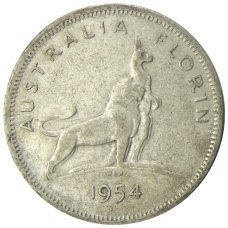 Монета 1 флорин (2 шиллинга) 1954 года Австралия — Королевский визит Елизаветы II (аверс)