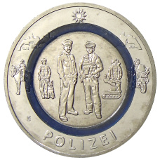 Монета 10 евро 2024 года J Германия «На службе общества — Полиция» (аверс)