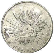 Монета 8 реалов 1884 года Мексика (аверс)