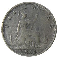 Монета 1 фартинг 1864 года Великобритания (аверс)