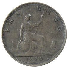 Монета 1 фартинг 1876 года Н Великобритания (аверс)