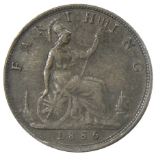 Монета 1 фартинг 1886 года Великобритания (аверс)