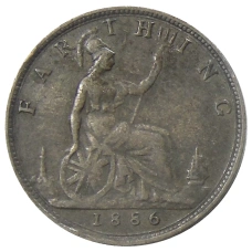Монета 1 фартинг 1886 года Великобритания (аверс)