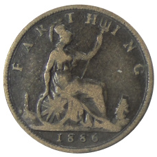 Монета 1 фартинг 1886 года Великобритания (аверс)