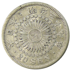 Монета 20 сен 1906 года Япония (аверс)