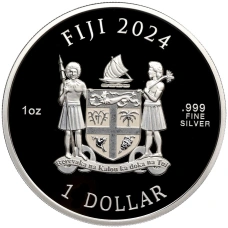 Монета 1 доллар 2024 года Фиджи «Уильям Шекспир — Ромео и Джульетта» (в коробке) (реверс)