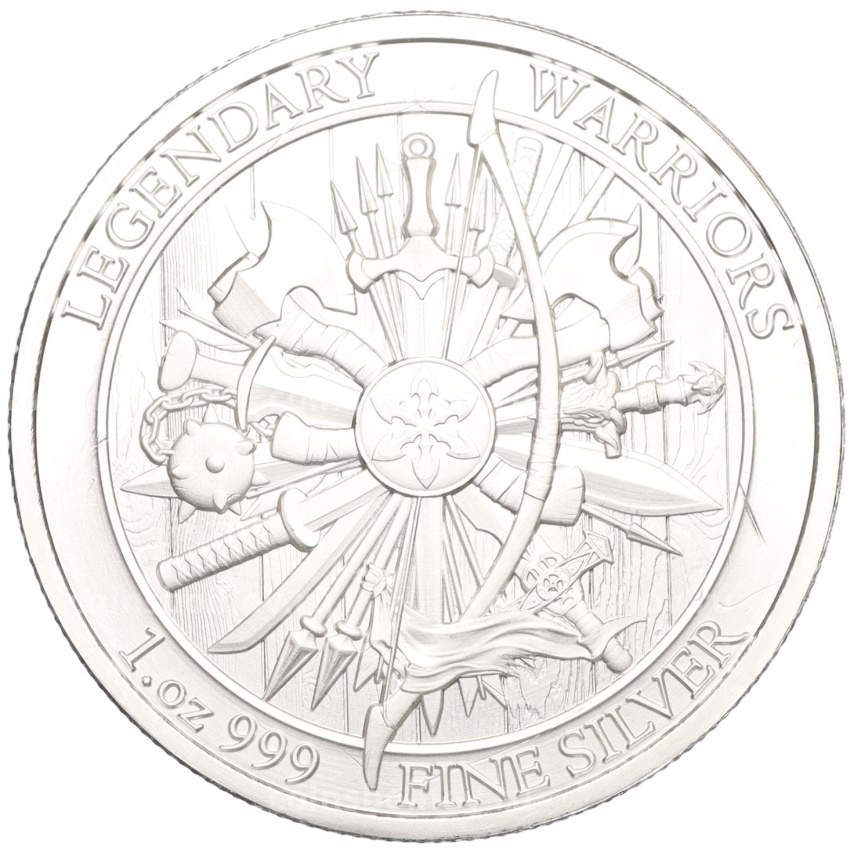 Монета 1 унция 2023 года США «Легендарные воины — Чингисхан» (вид 2)
