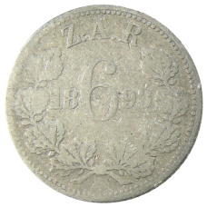 Монета 6 пенсов 1893 года ЮАР (Трансвааль) (аверс)