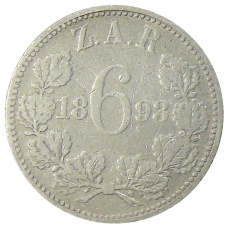 Монета 6 пенсов 1893 года ЮАР (Трансвааль) (аверс)